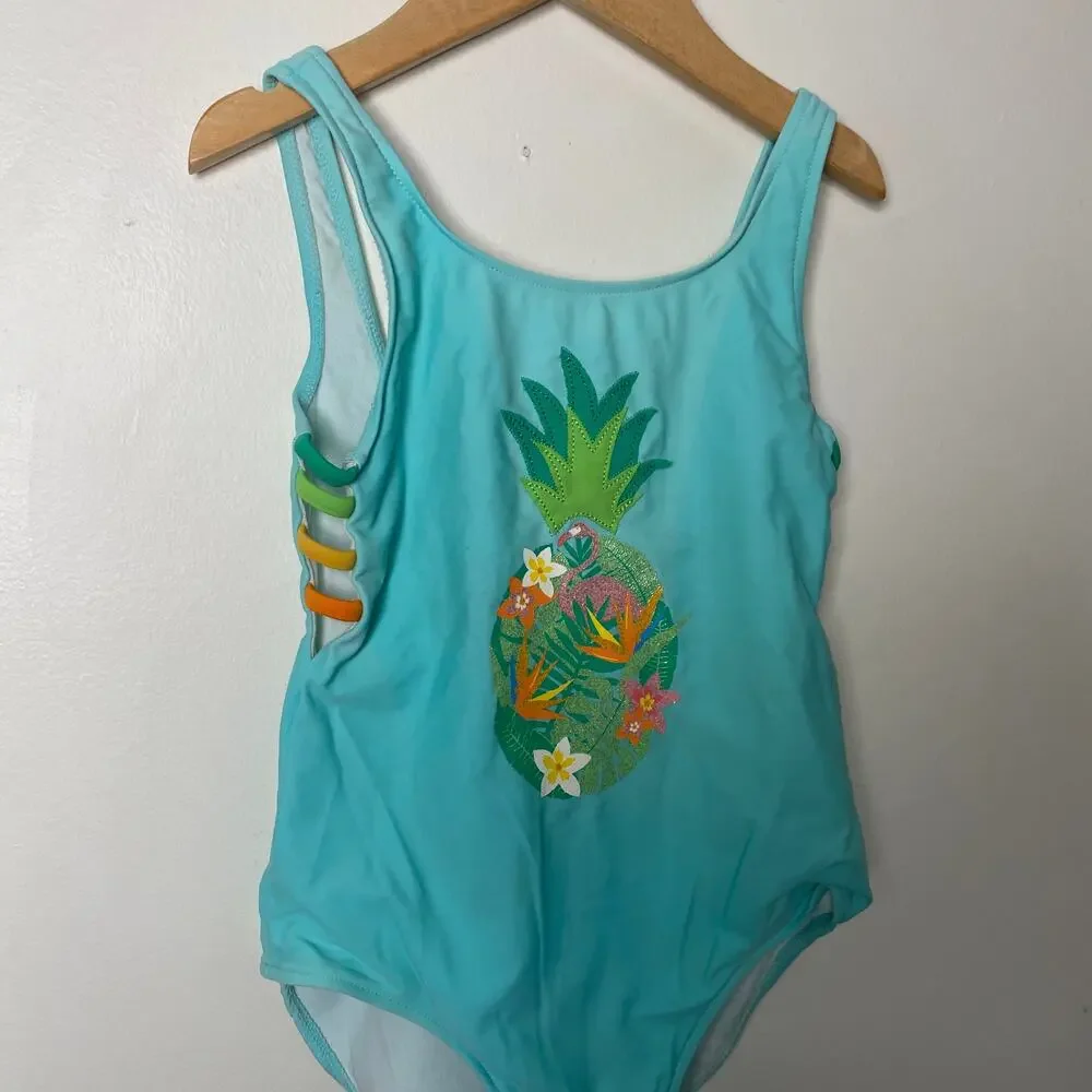 Zara Tropical Pineapple One Piece Swim Suit 8/9